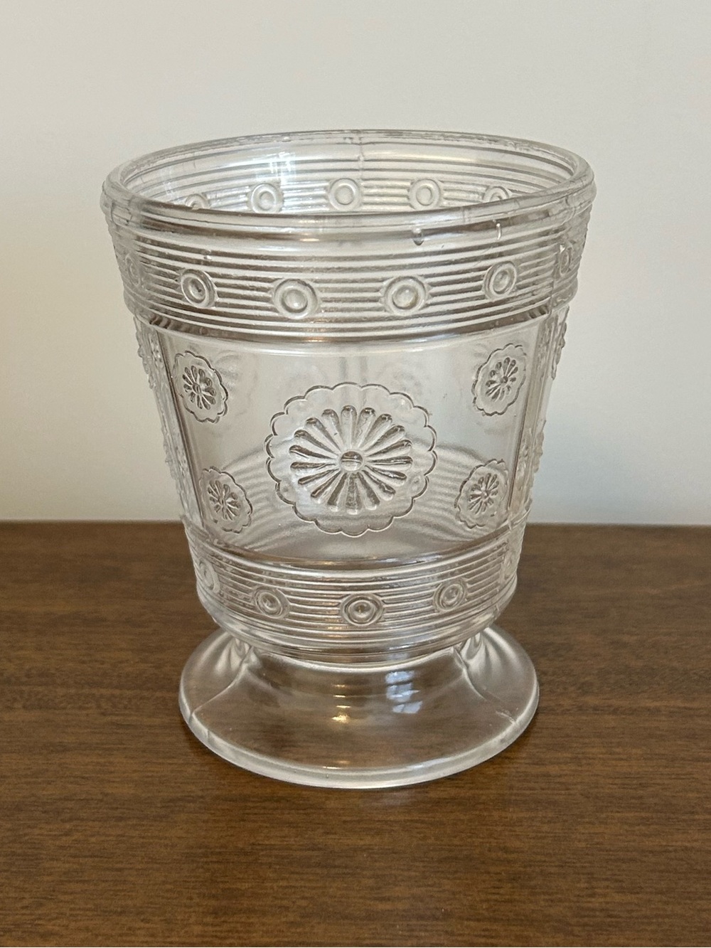 VINTAGE BRYCE BROTHERS 1889 EAPG MAGIC AKA ROSETTE CLEAR GLASS PEDESTAL SPOONER